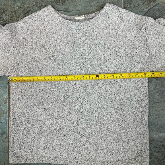 Zara Cream Gray Ruffle Sweater Girls Size 10 Chunky Knit Cropped - Picture 6 of 7